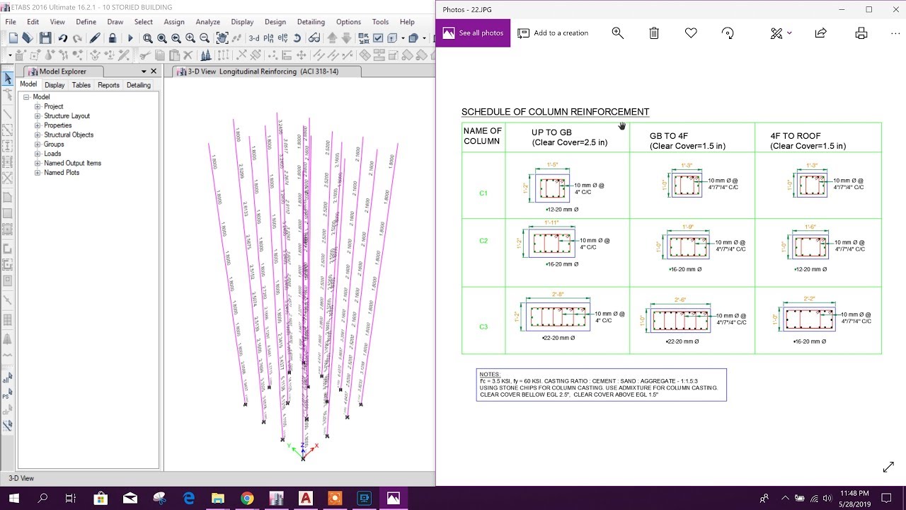 COLUMN DETAILS FROM ETABS DESIGN