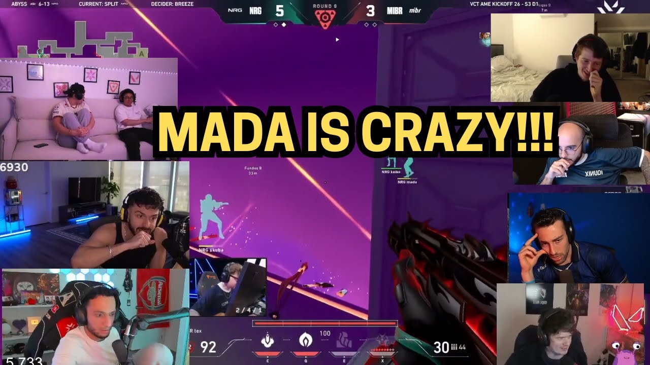 Valorant Streamers react to NRG Mada 3k after hit by fade ult in VCT Americas #vct