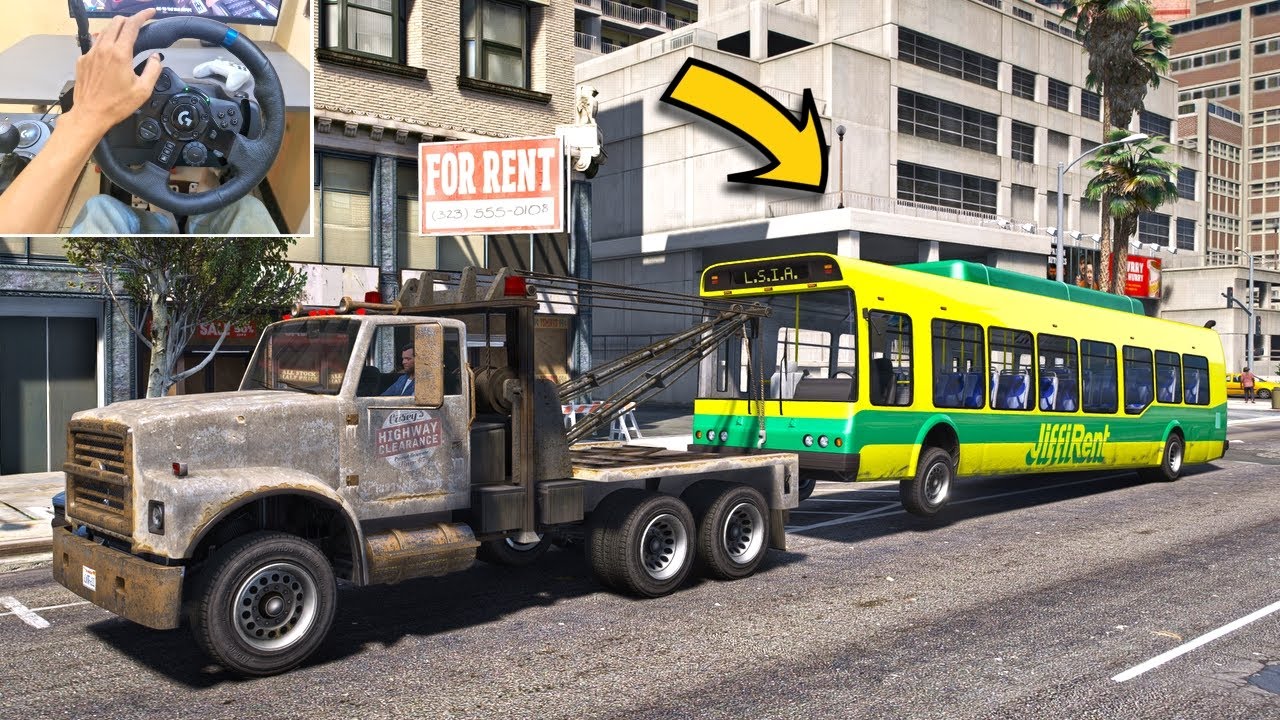 GTA 5 Lets Go To Work As Tow Truck And City Bus Driver - Steering Wheel Gameplay