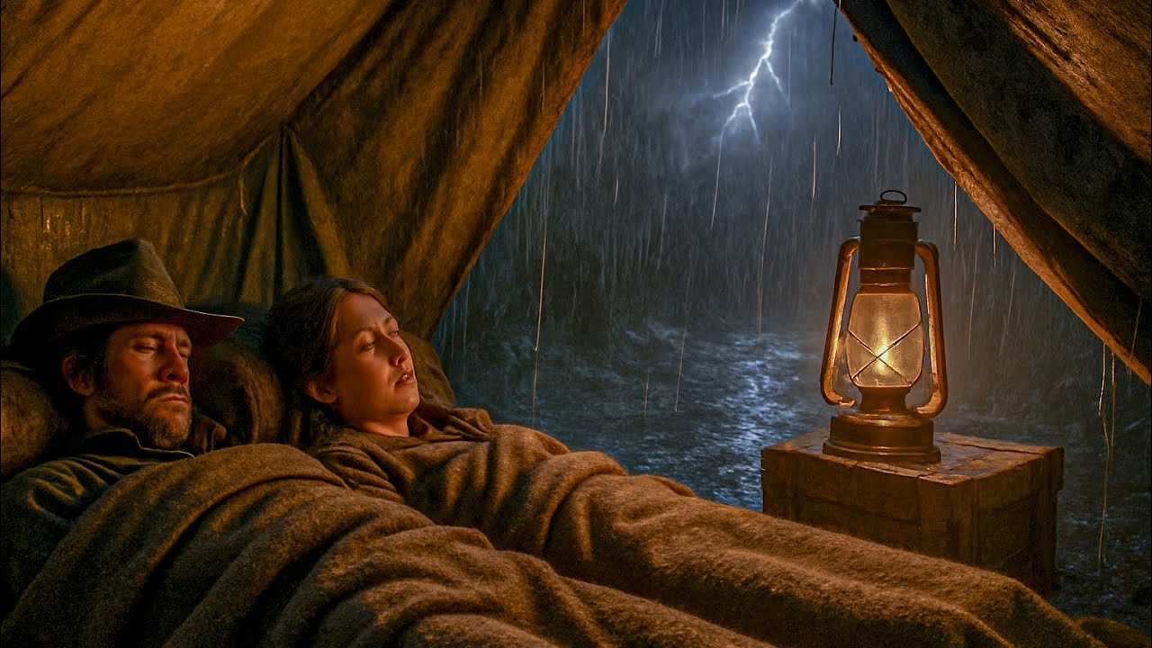 Protected by the Tent – John & Abigail Sleeping During a Heavy Thunderstorm | RDR2 ASMR