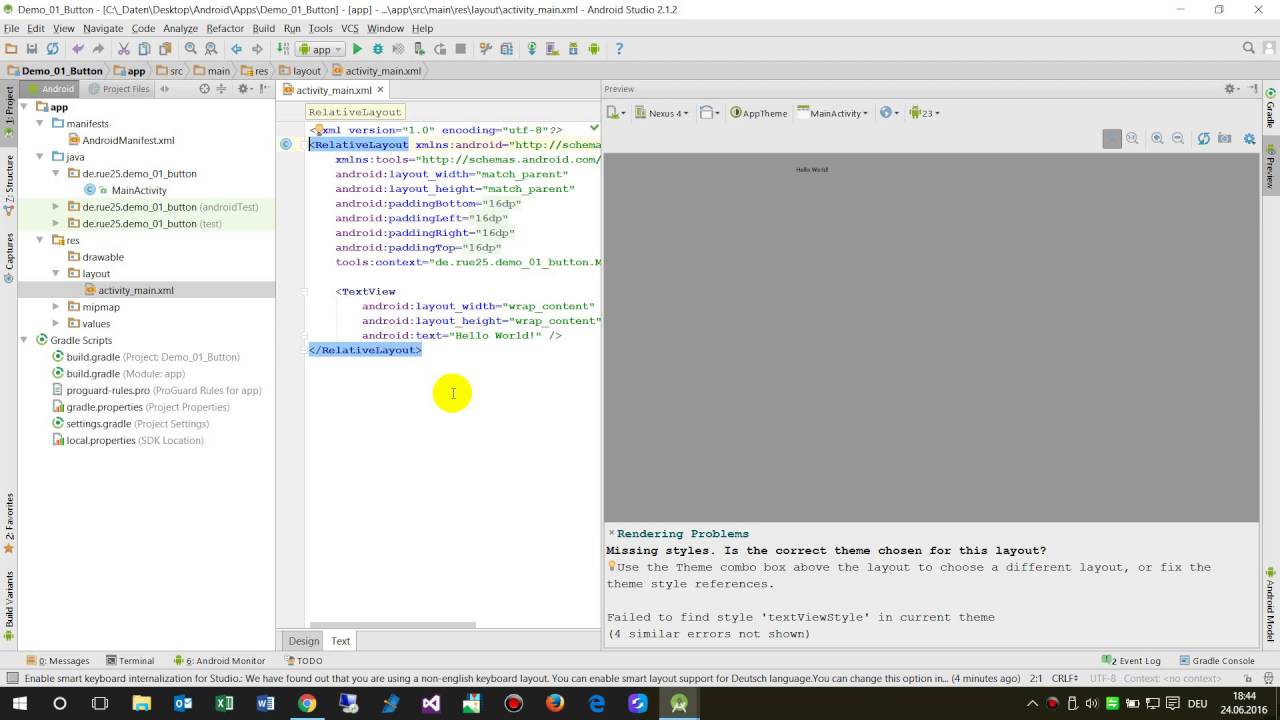 Android Studio #2: Setup Preview Device Smartphone Style AppTheme