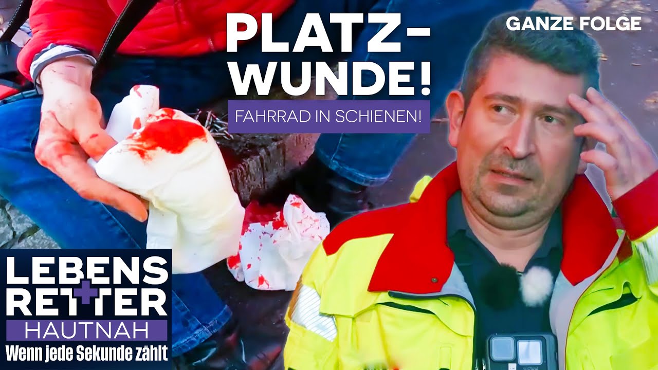 Blut&uuml;berstr&ouml;mt nach Unfall: Radfahrerin st&uuml;rzt in Stra&szlig;enbahn-Schienen! | Lebensretter hautnah