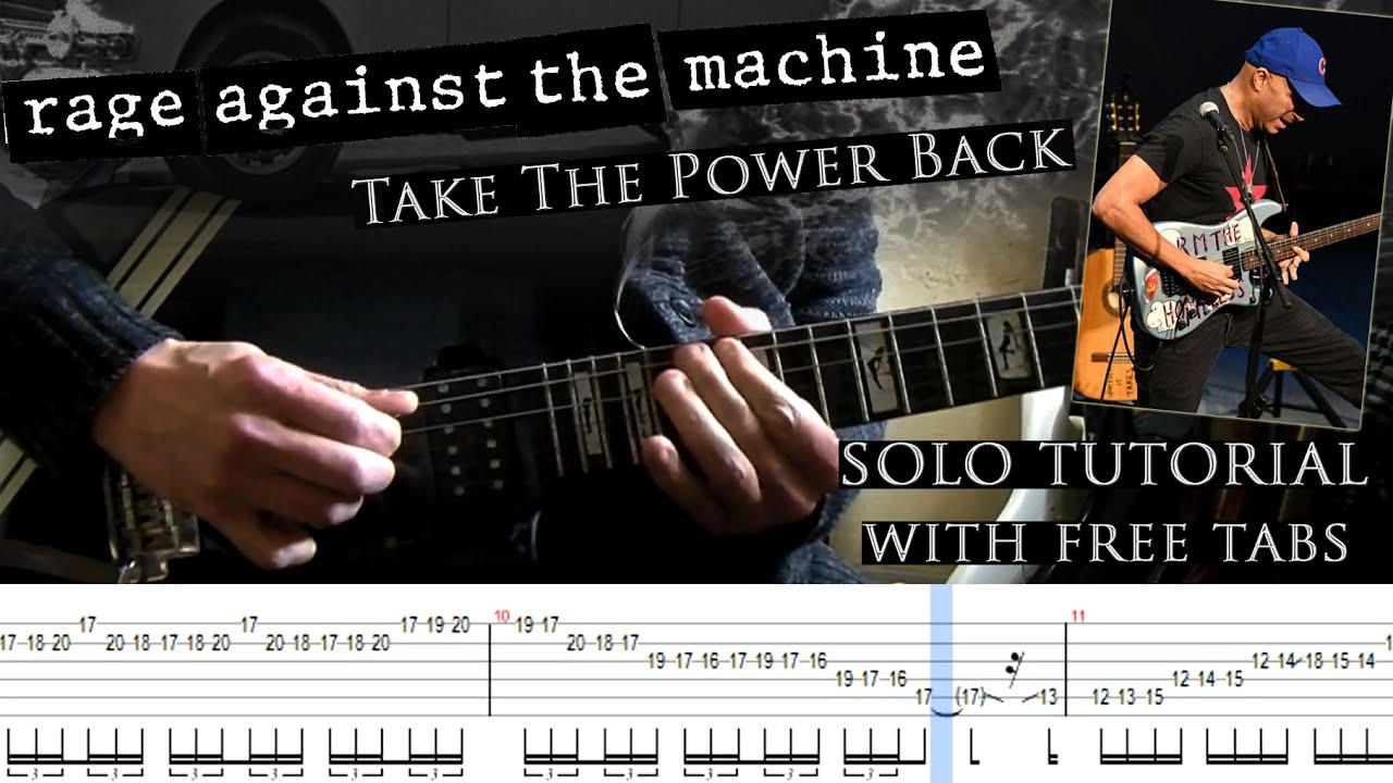 Rage Against The Machine - Take The Power Back guitar solo lesson with tablatures and backing tracks