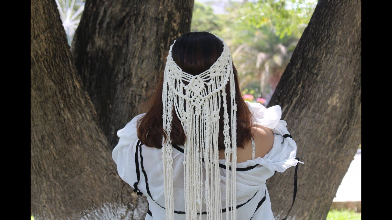 Hướng dẫn làm vòng đội đầu macrame/Macrame veil tutorial/ Macrame Wedding Veil Tutorial