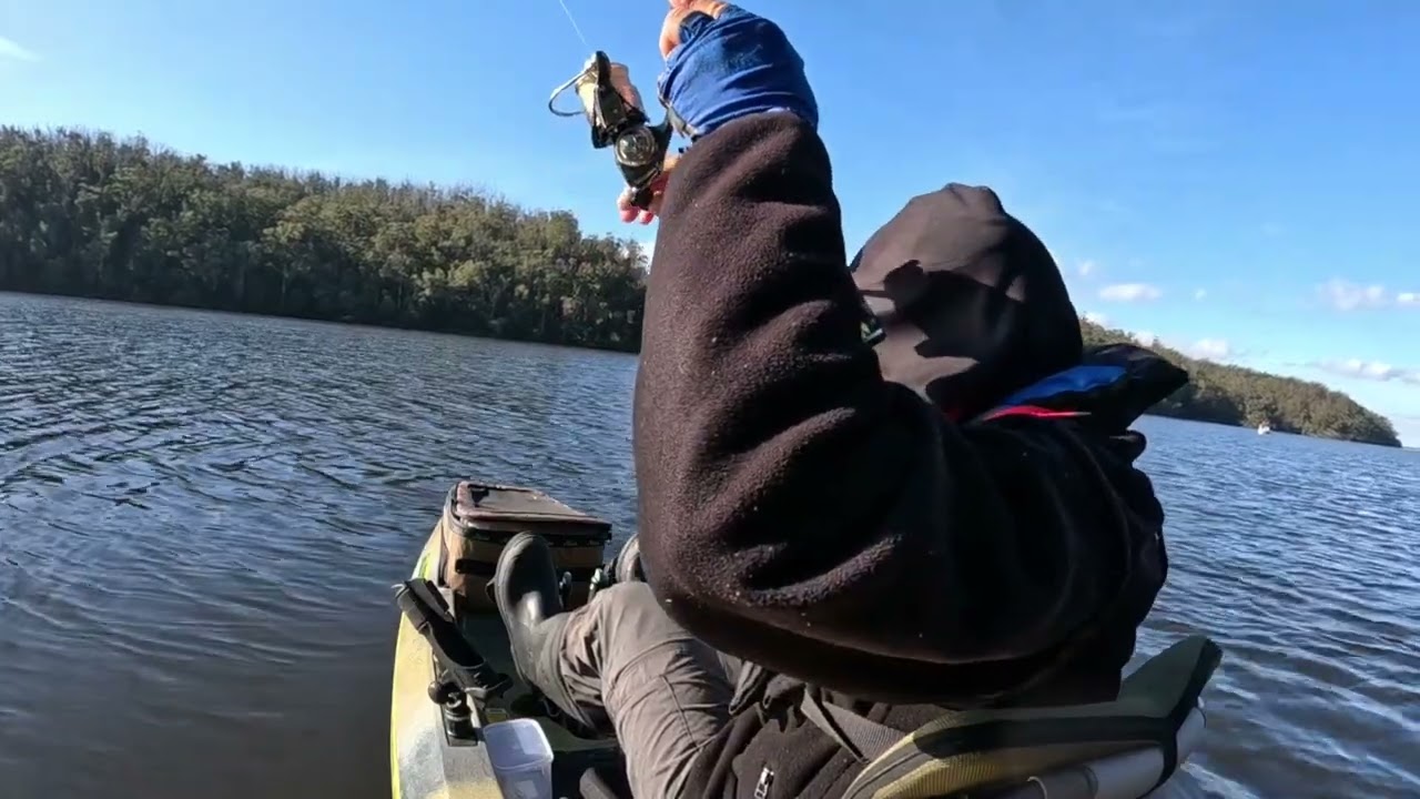 Kayak Fishing in  Mallacoota with water temperature low as 6.8°c
