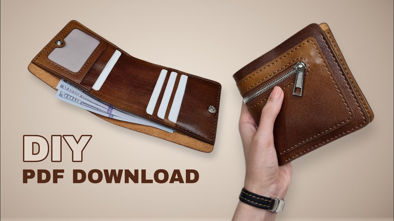 Pattern download⭕️Handmade leather wallet(ROSTAM)✌️tutorial⭕️آموزش و الگوی کیف پول چرمی