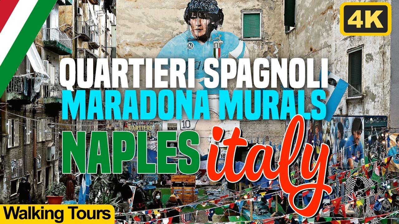 Exploring Quartieri Spagnoli  Maradona Murals  Naples Walking Tour 4K