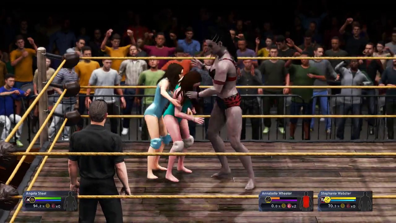 Annabelle Wheeler & Stephanie Webster vs Angela Steel SQUASH (1P vs 2P dummy) WWE 2K20 Ryona
