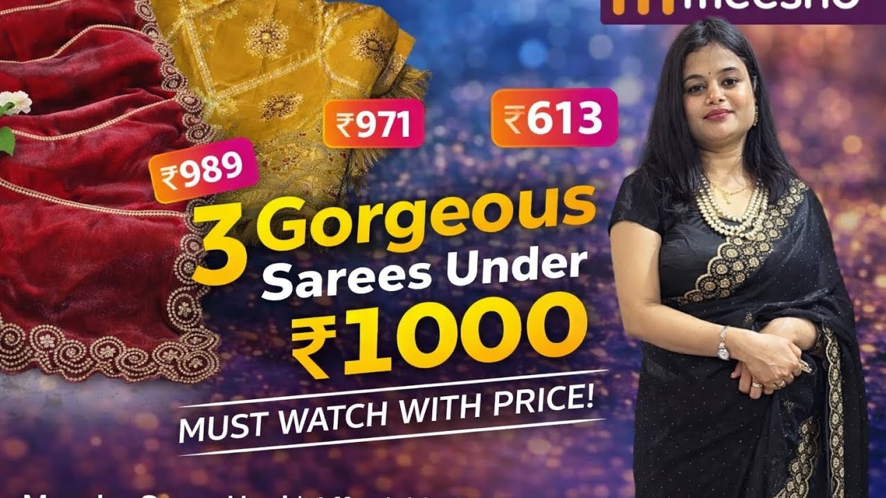 ₹1000 के अंदर इतनी सुंदर Meesho Sarees 😍 | Meesho Saree Haul | Budget Designer Sarees @Meesho 