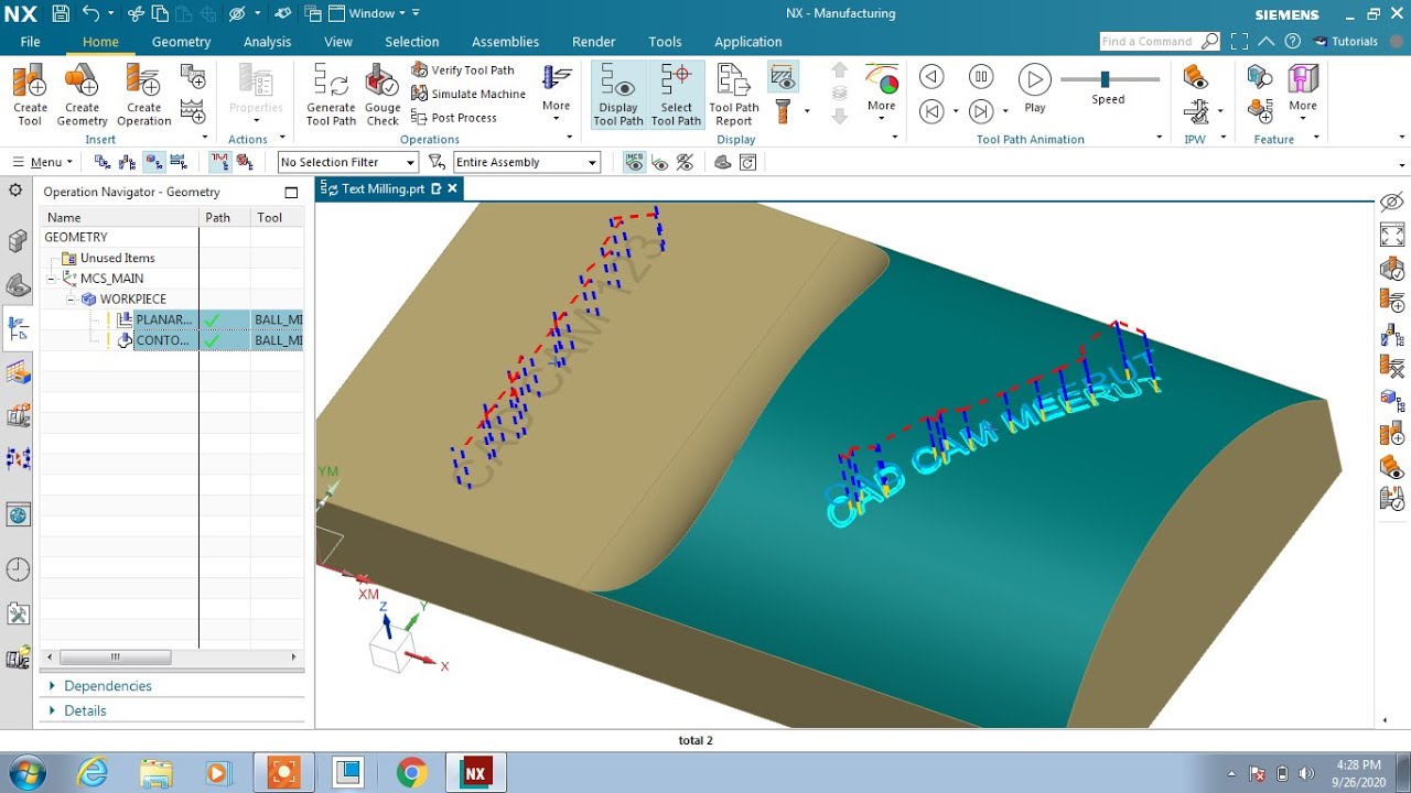#NX 1926 #NX CAM #TEXT MILLING