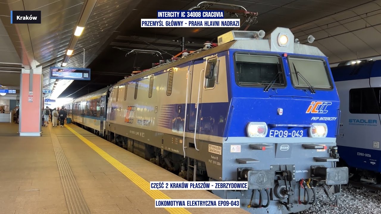 InterCity IC 34008 CRACOVIA Przemyśl Główny - Praha Hl. N. część 2 Polska z tyłu pociągu rear view