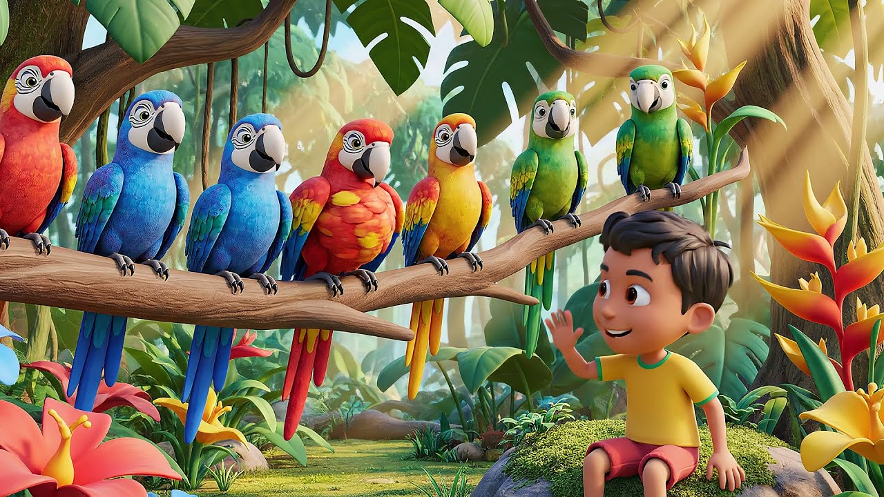 Five Little Macaws Squawk, Squawk, Squawk 🦜 | Kids Songs & Nursery Rhymes