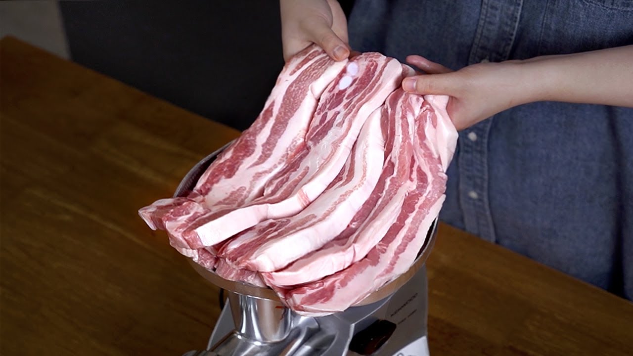 삼겹살 10인분으로 햄버거 패티 뽑기