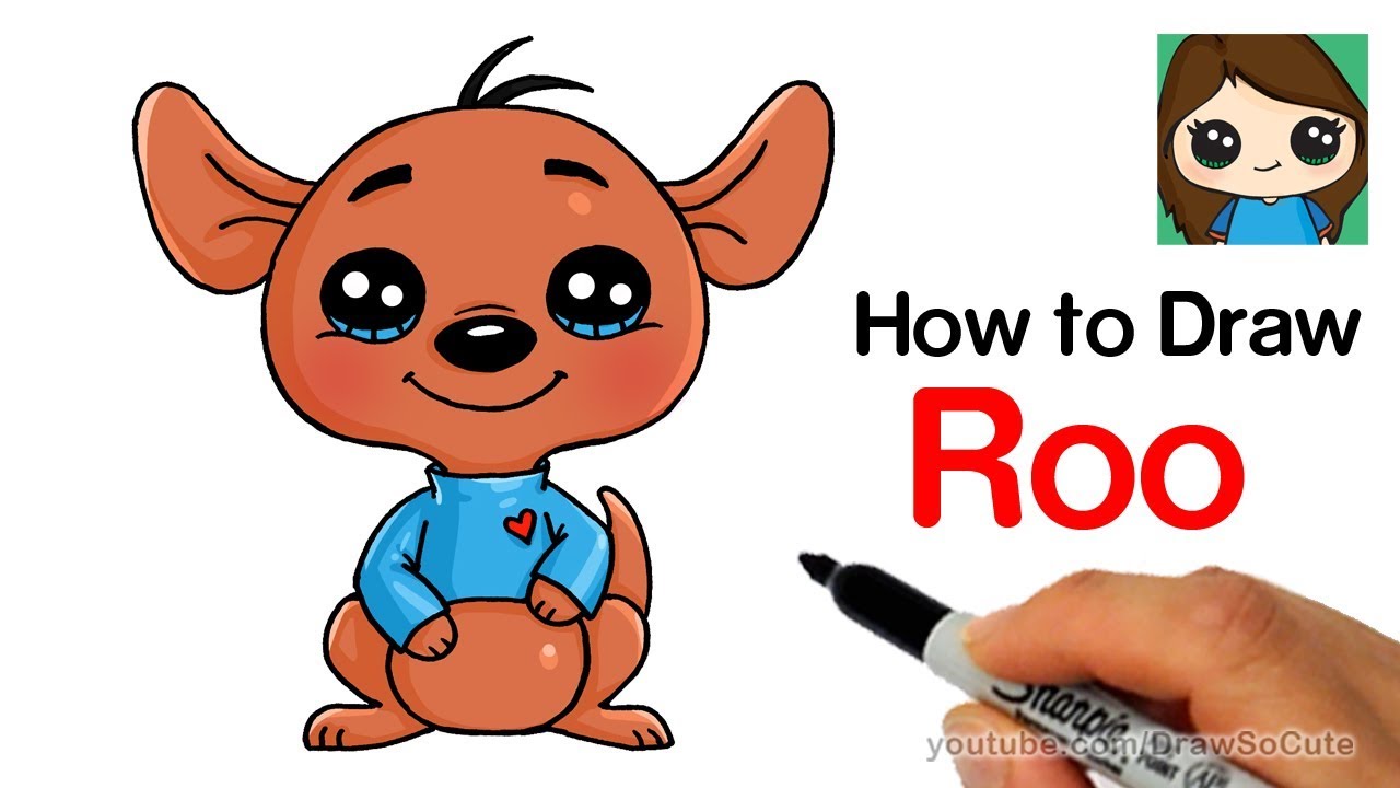 How to Draw Roo Kangaroo Easy | Winnie the Pooh