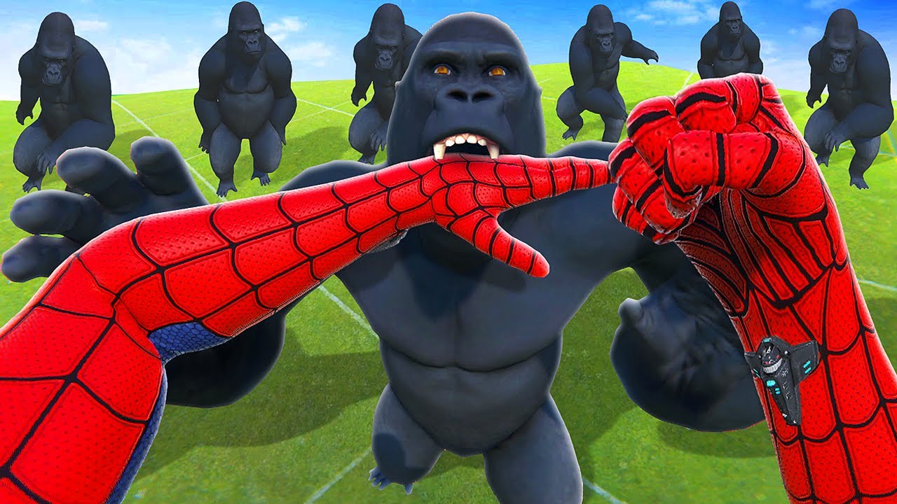 Человек-паук сражается со 100 гориллами — Bonelab VR Mods