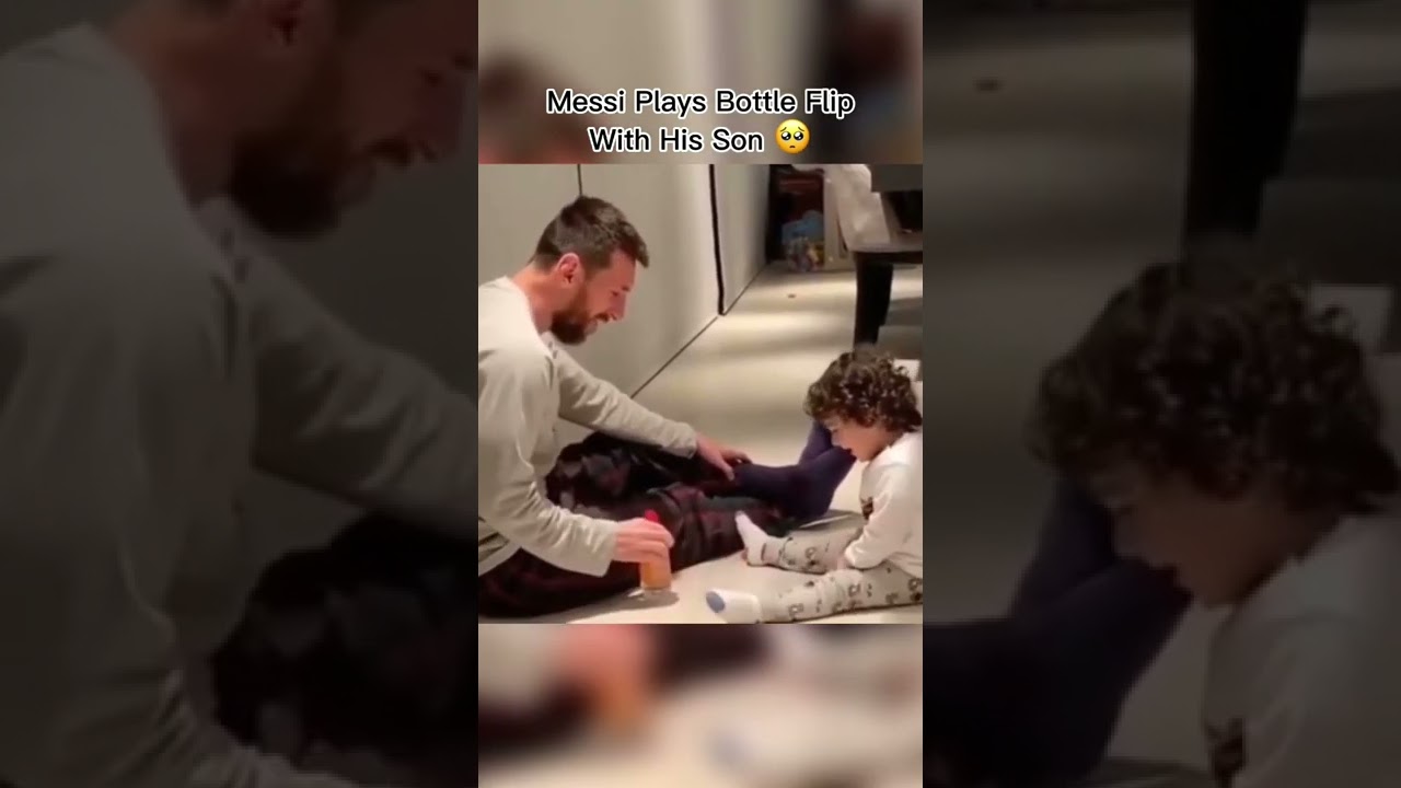 Messi Plays Bottle Flip With His Son 🥺 