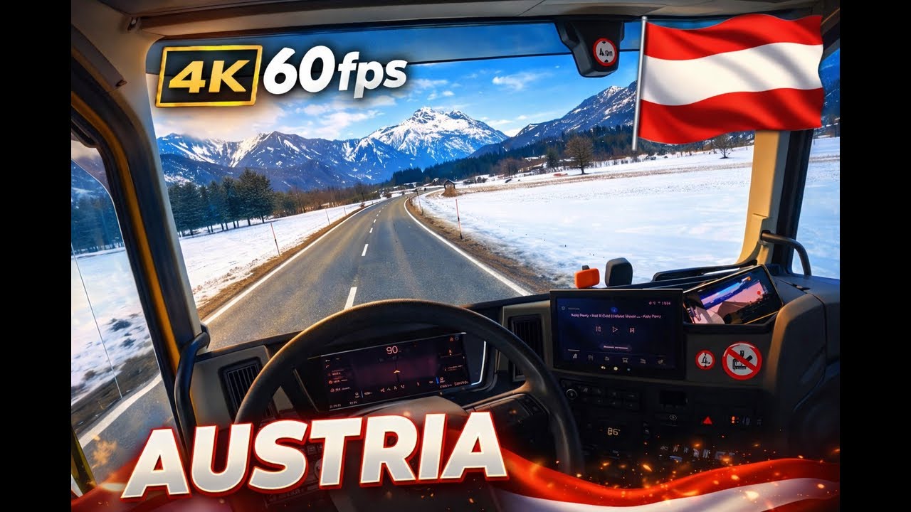 31 Minutes of Pure Relaxing Truck Driving in Austria 🇦🇹 | Snowy Mountain Roads | Real Engine Sound