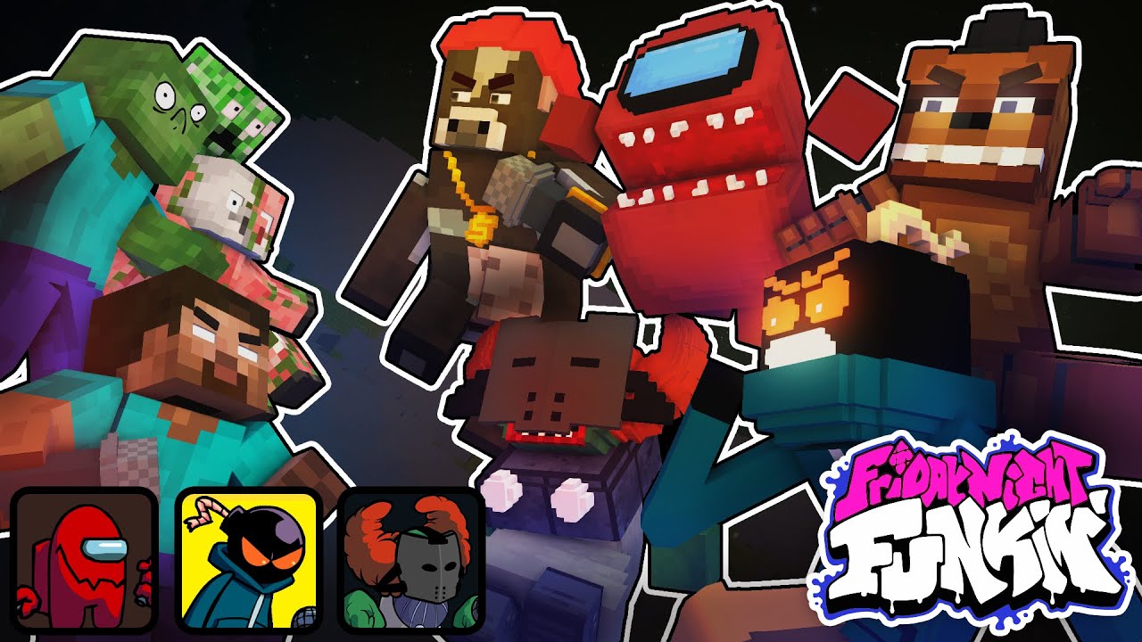 Monster School : FRIDAY NIGHT FUNKIN SEASON 1 (Whitty, Tricky, Amogus & Fnaf) - Minecraft Animation