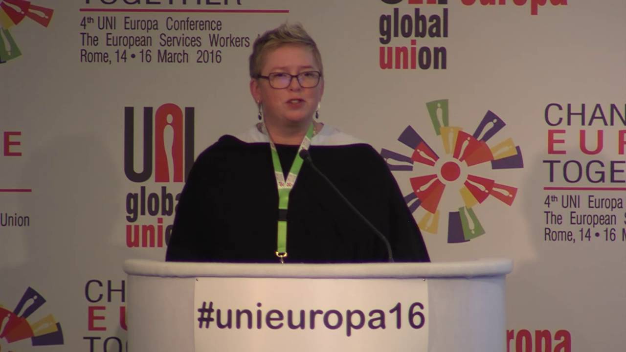 UNI Europa's Head of EU Affairs Christina J Colclough at #unieuropa16