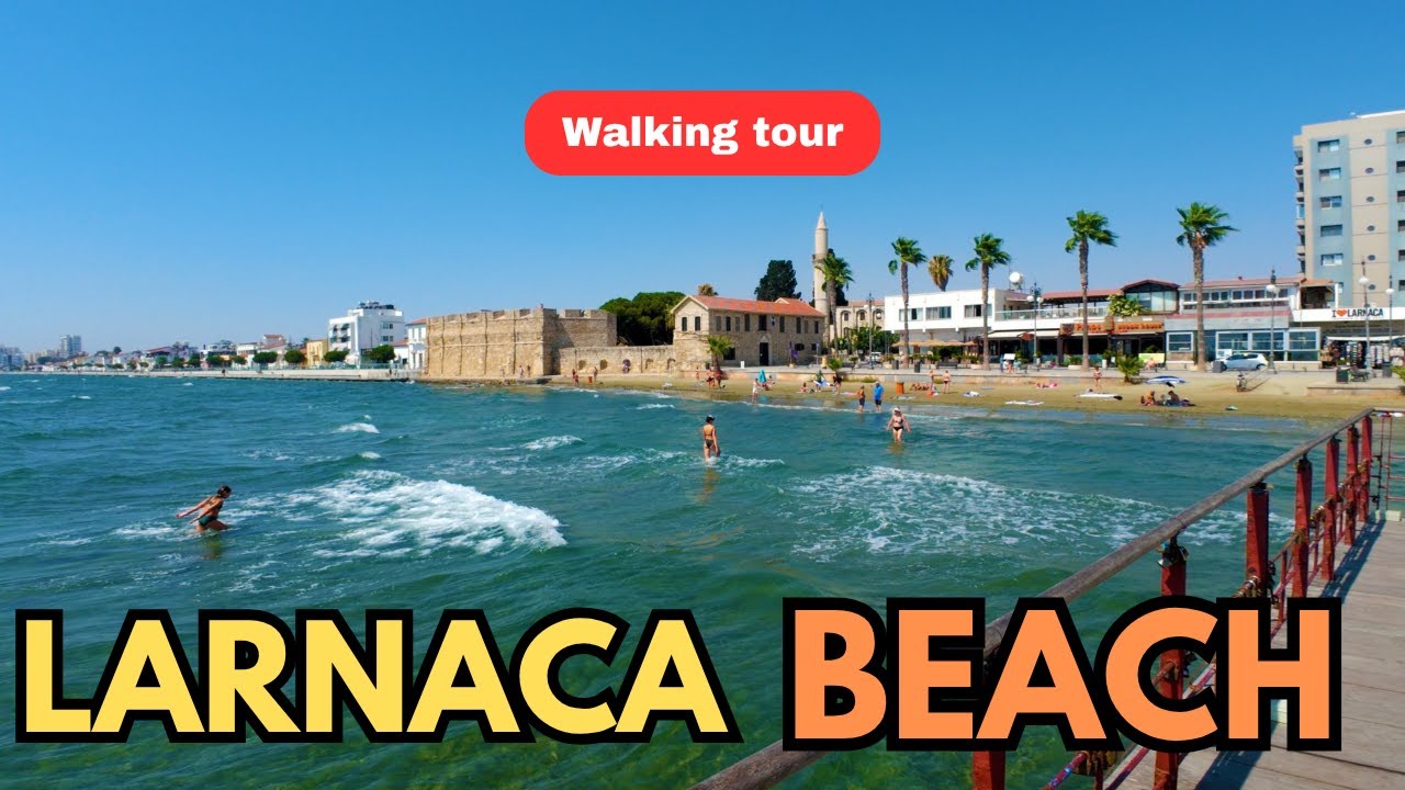 Larnaca Cyprus Beach Walking Tour 4K | Summer 2025