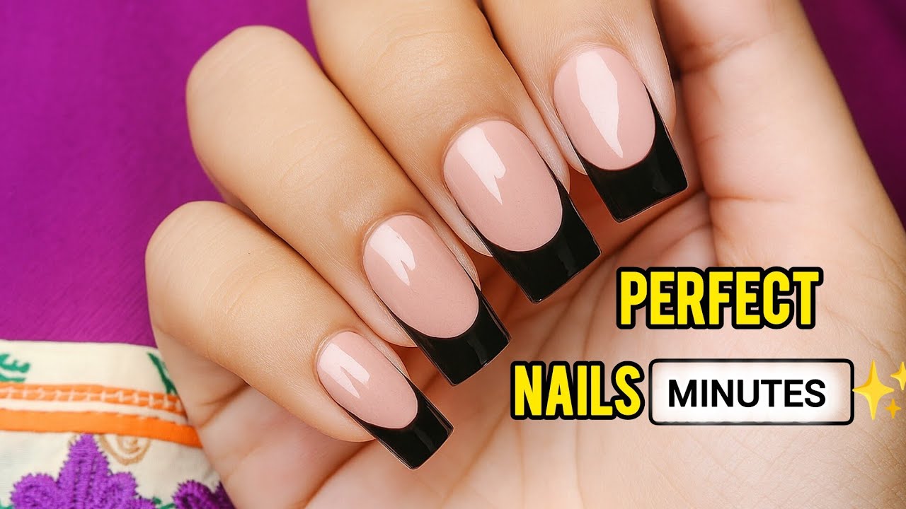 Trendy Black French Tip Nail Art | Easy Classy Nails 💅 | Trending Nail Design 2025