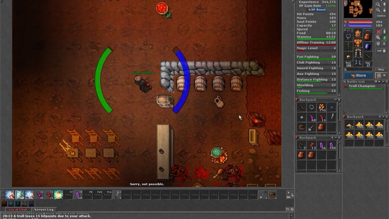 Random Play TIBIA hard trening fist fighting no commentary