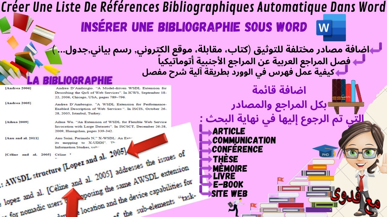 Insérer des Références bibliographiques automatique Word en 2021-إضافة قائمة المراجع العلمية لتوثيق