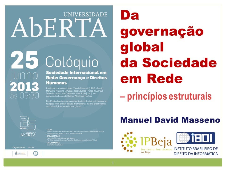 Da governação global da Sociedade em Rede  - princípios estruturais