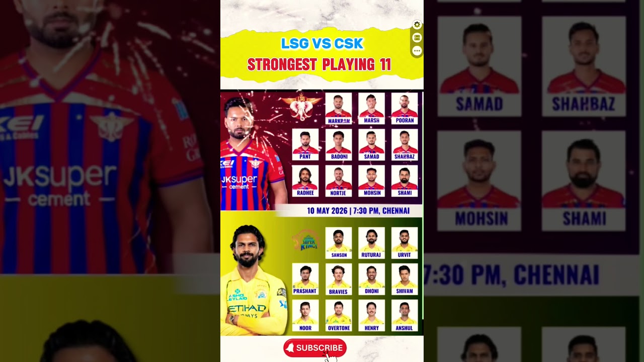 Chennai Super Kings vs Lucknow Super Giants Match Best Playing 11 IPL 2026 #cskvslsg #playing11