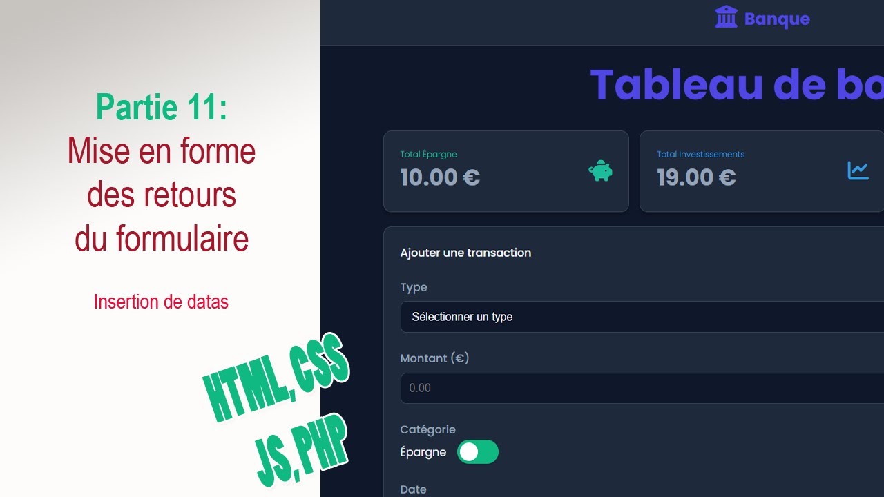 Fullstack #11/27 : Mise en forme des retours formulaires (JS moderne) #javascript