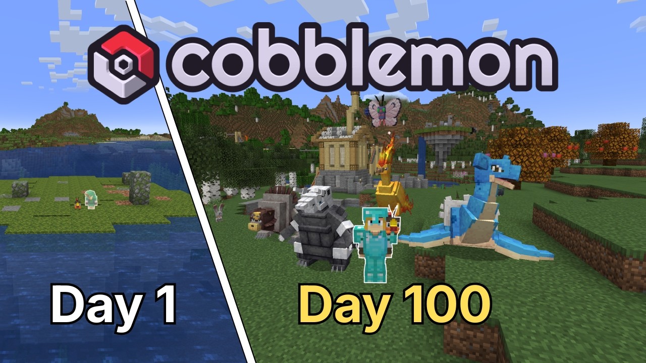 I Survived 100 Days in Minecraft Pokemon [FULL MOVIE]