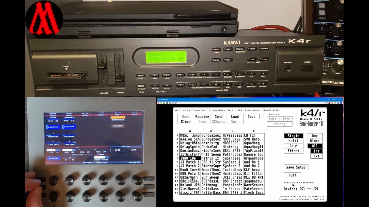 New life for old synths: Kawai K4(r) as Wavestation with Electra One & Atari ST Emulator, Librarian