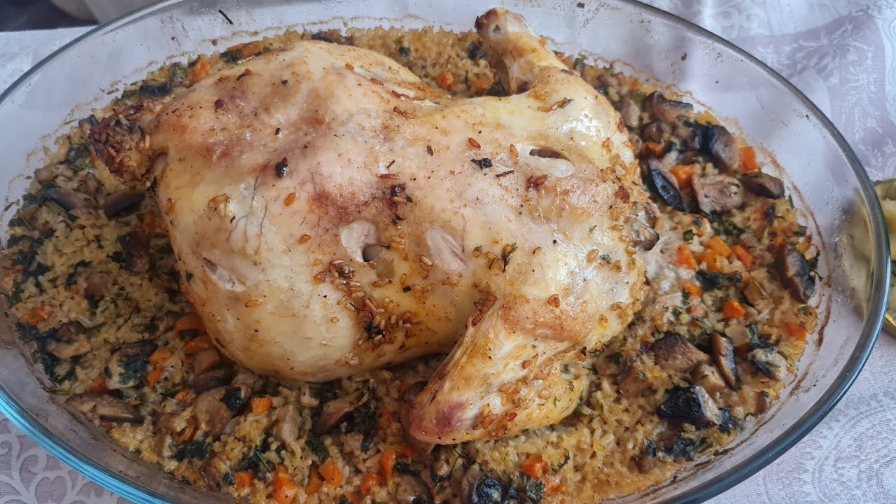 ПЪЛНЕНО ПИЛЕ С ОРИЗ И ГЪБИ. 🐥
