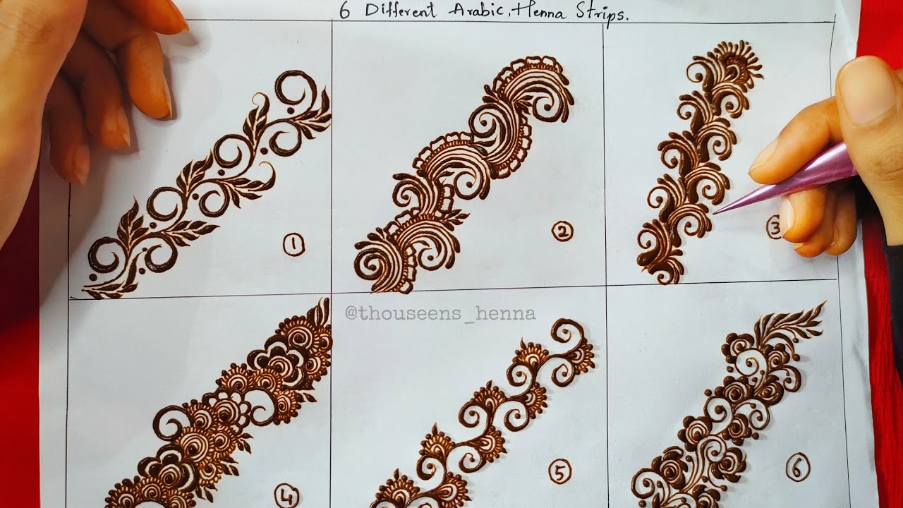 How to: 6 Different Arabic Henna Strips | 6 Different Beautiful Arabic Mehndi Strips | Win GIVE-AWAY