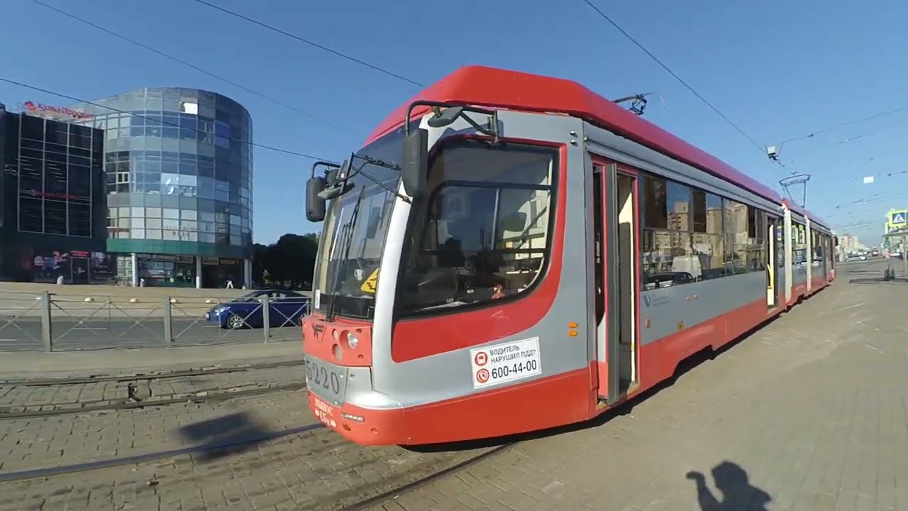 55-й трамвай по Просвещения в Петербурге 12-***: 71-631-02.02 (УКВЗ) 5220 по №55 (26.06.22)