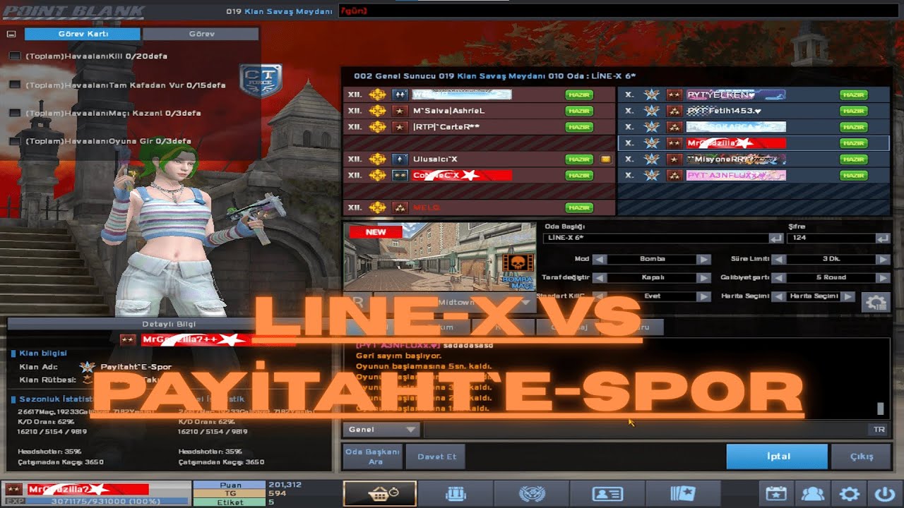 VURMALI KEYİFLİ MAÇ MİDTOWN | Point Blank KLAN MAÇI | Payitaht`E-spor vs LINE X 🔥