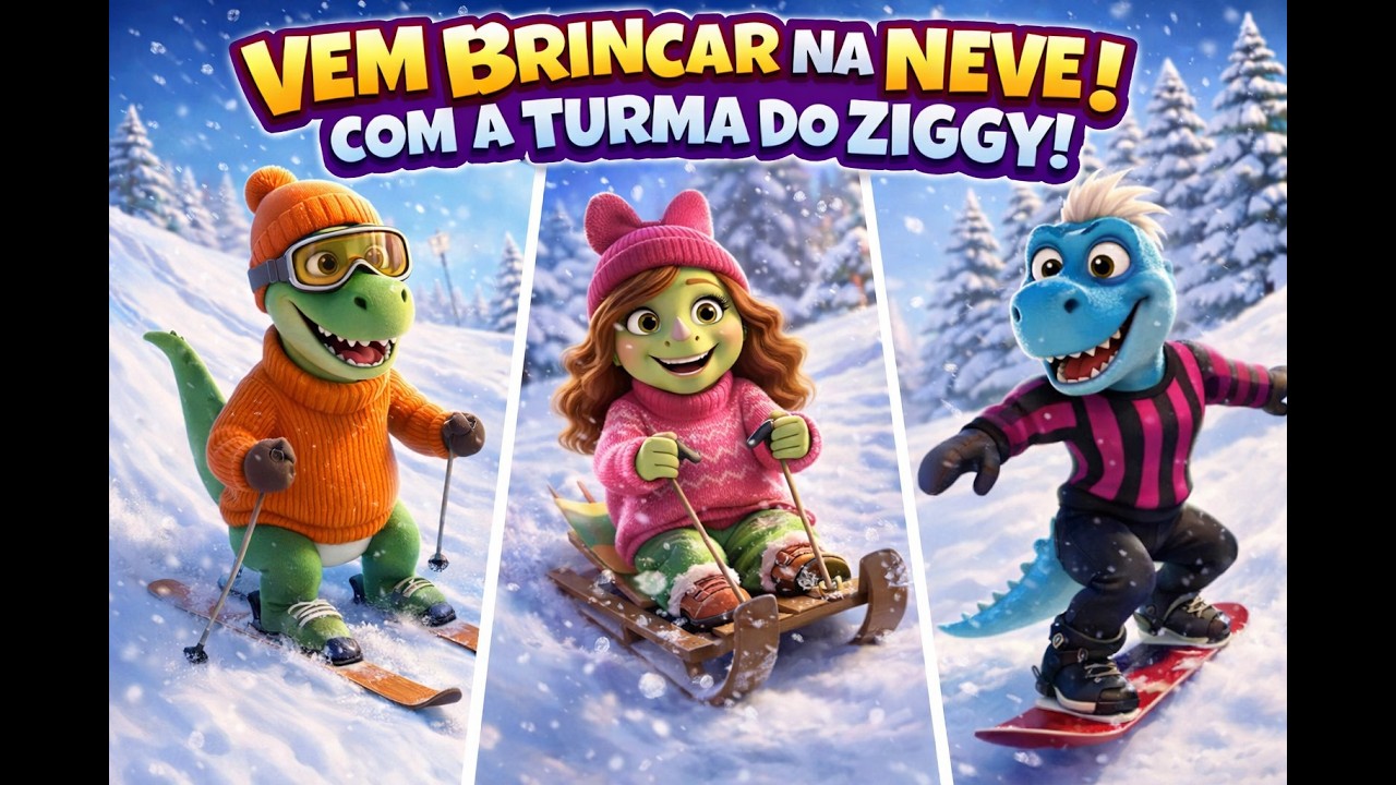 Neve que cai… e a gente vai brincar! – Triniti no Mundo dos Dinos ❄️🦖