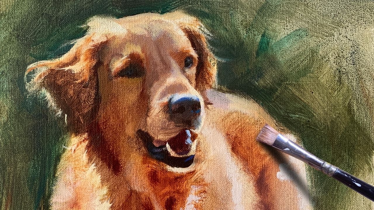 Golden Retriever Oil Painting | How to Paint Dogs Alla Prima