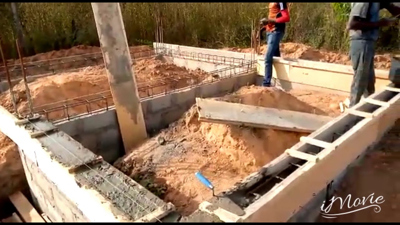 building the beams on the foundation, house build Gambia