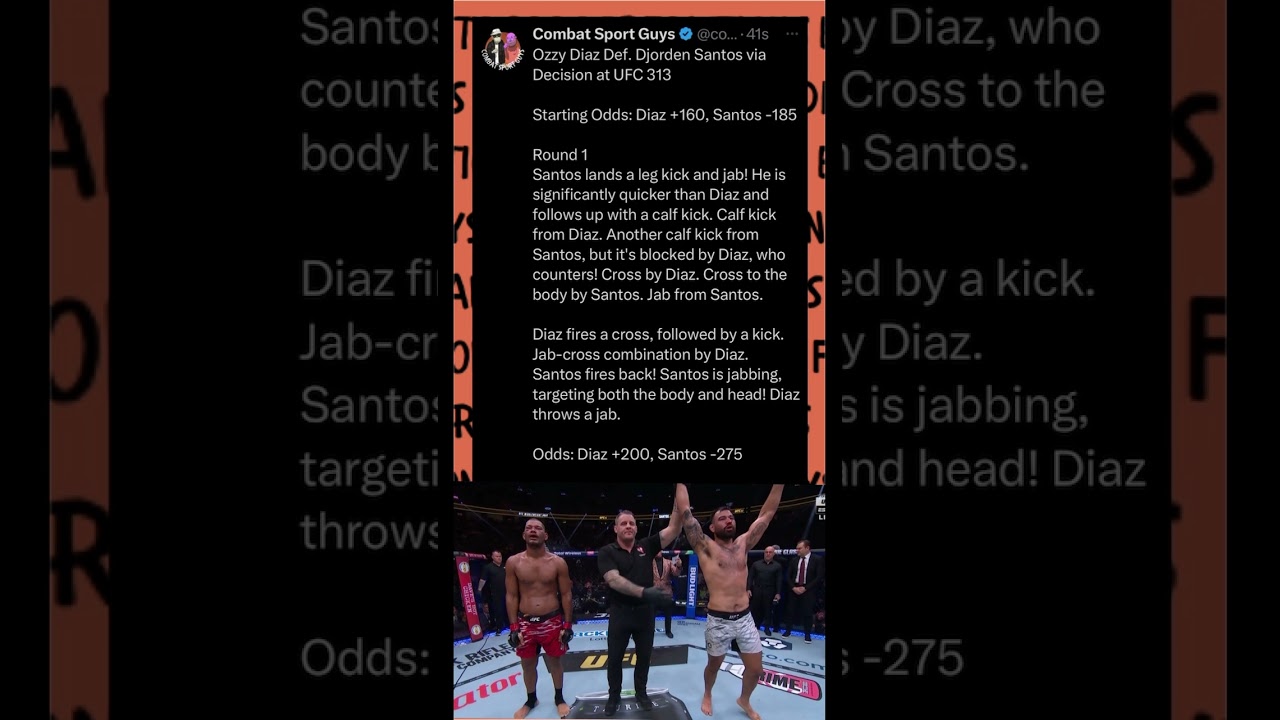FIGHT RECAP: Ozzy Diaz defeats Djorden Santos via UD at UFC 313 #UFC