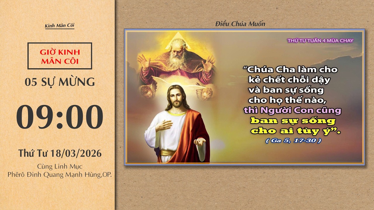🔴Kinh Mân Côi | 18/03/2026 | 5 Sự Mừng - Sáng Thứ Tư Tuần IV Mùa Chay.