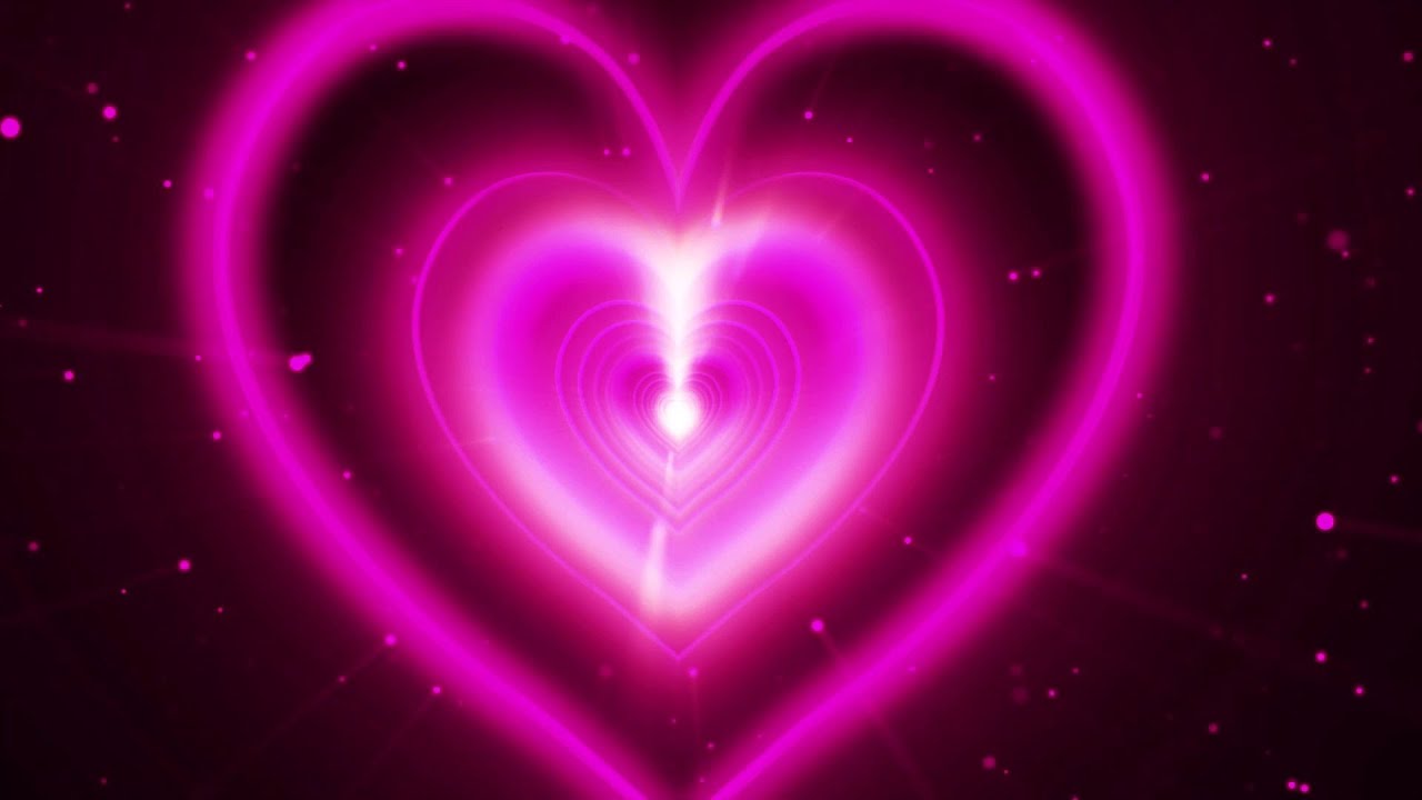 Neon Lights Love Heart Tunnel and Romantic Abstract Glow Particles TikTok Trend Background