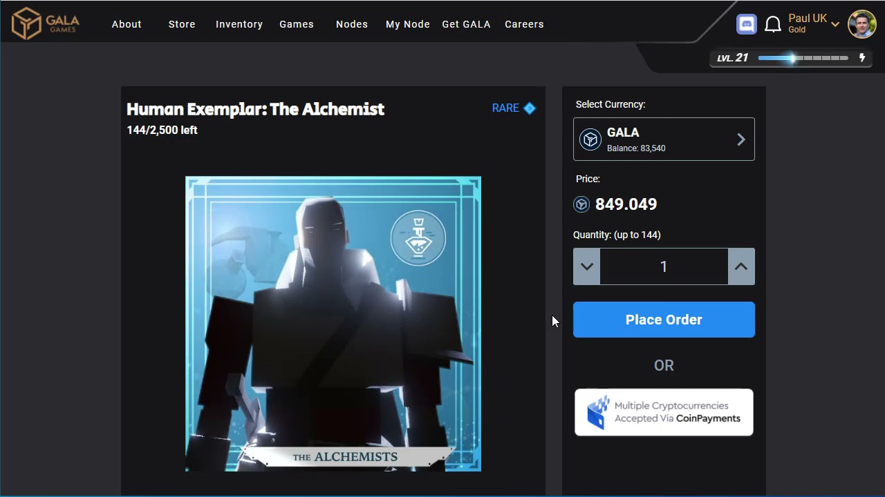 How to buy an NFT on Gala Games [Mirandus Human Exemplar]