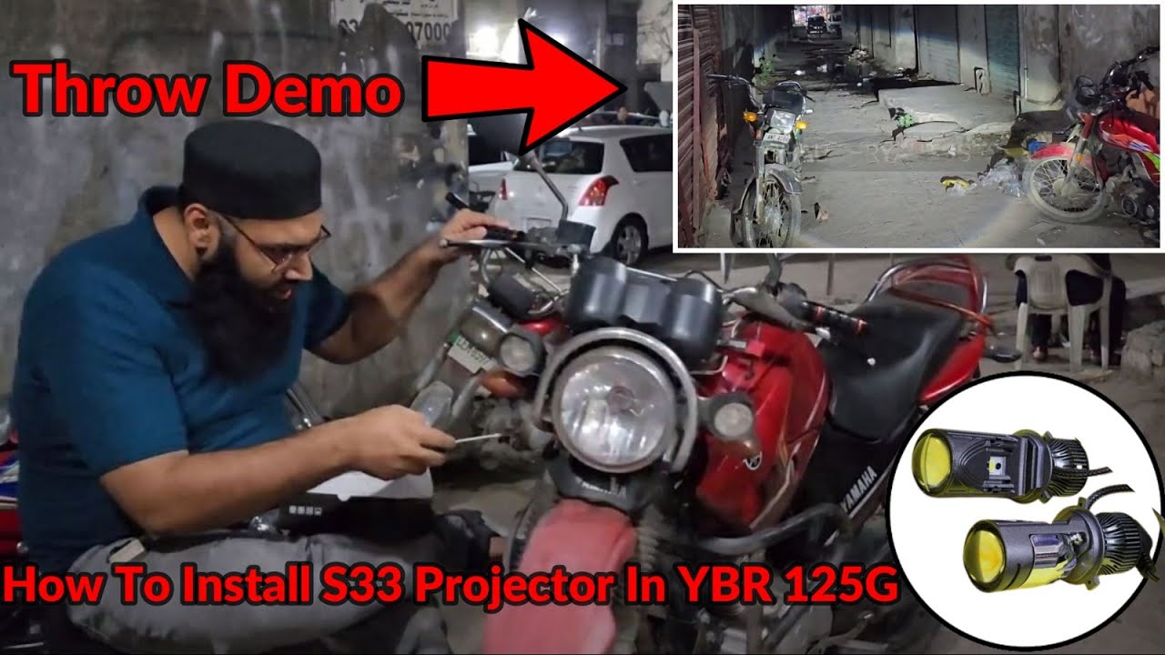 HOW TO INSTALL S33 HEADLIGHT PROJECTOR IN YAMAHA YBR 125G DETAIL REVIEW #ybr125g #projector