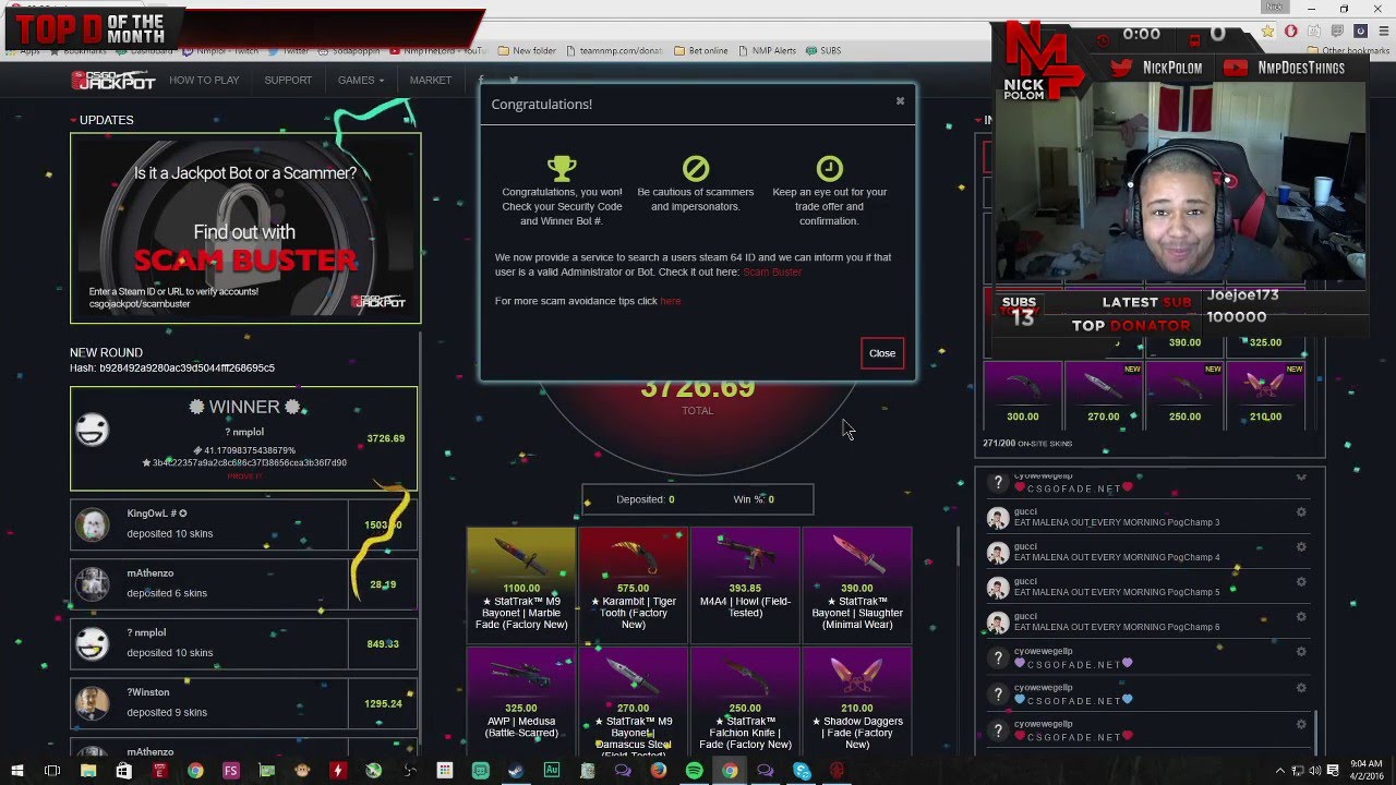 HUGE SKIN WINS! On csgojackpot!