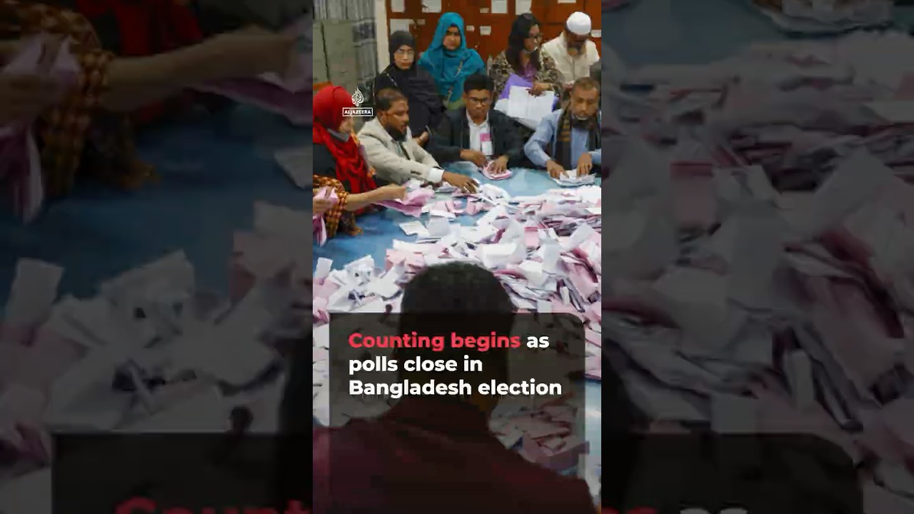 Counting begins as polls close in landmark Bangladesh election | AJ#shorts
