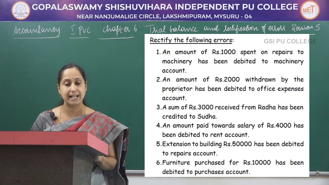 ACCOUNTANCY | 1st PUC | CH 06 | TRIAL BALANCE & RECTIFICATION OF ERRORS - PROBLEMS | S05
