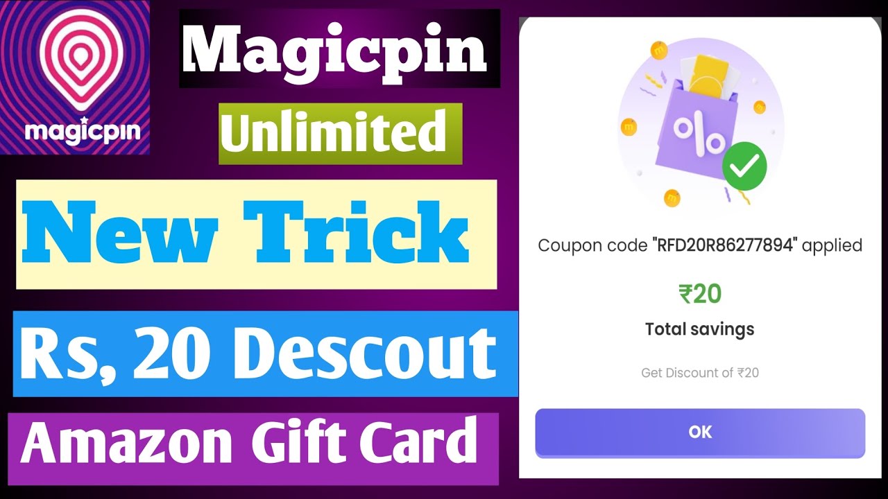 Magicpin New Trick  Amazon Gift Card Rs 20 - Descout with unlimited Trick Same device