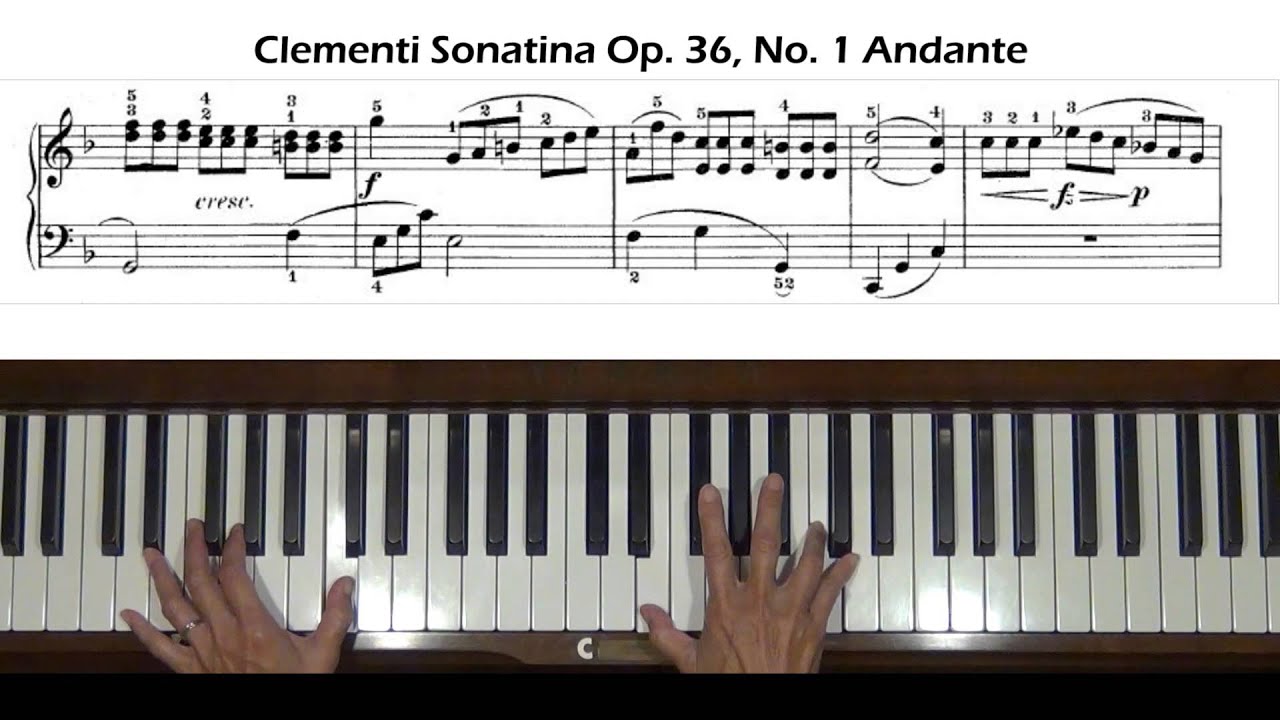 Clementi Sonatina Op. 36, No. 1 Andante mvt Piano Tutorial