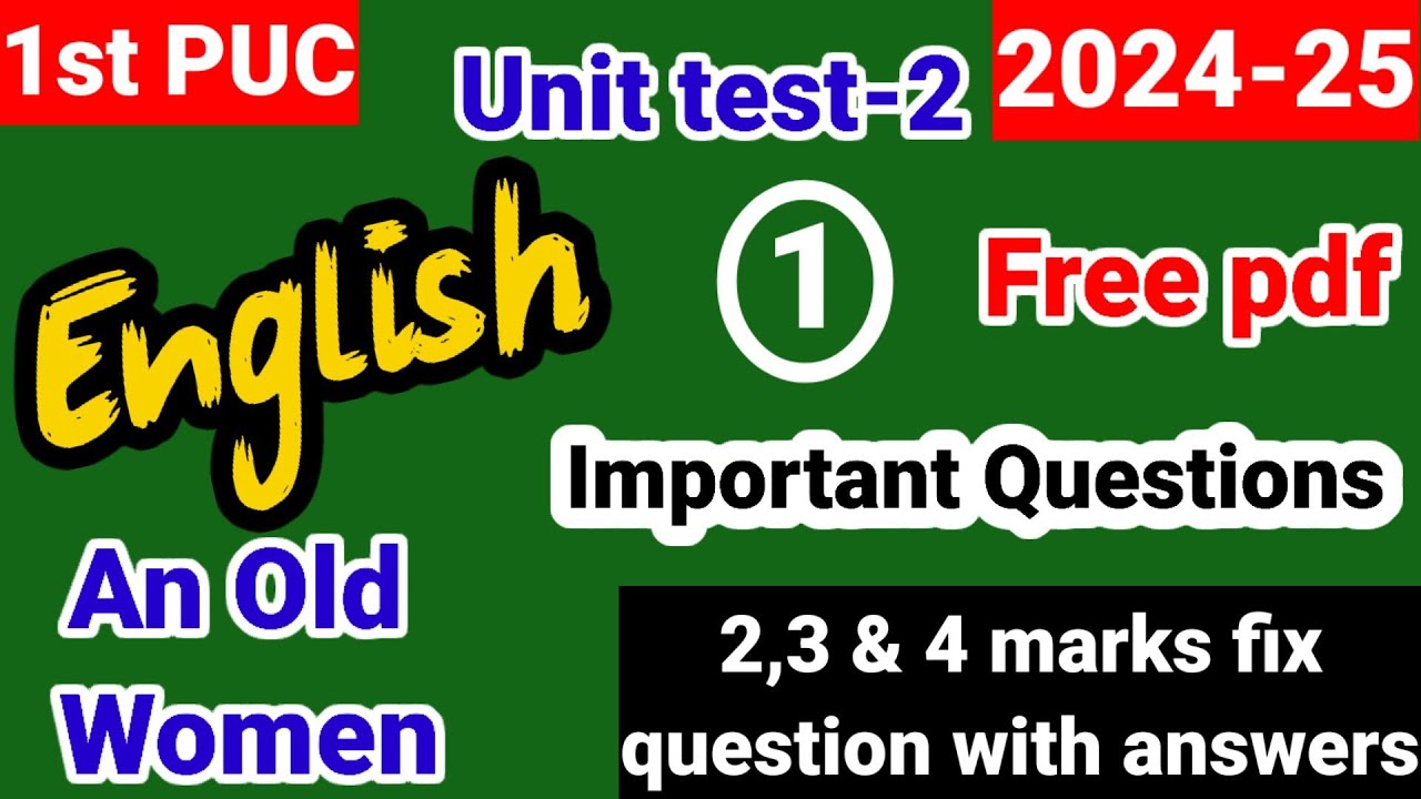 1st PUC An old women important question and answers for Unit test 2